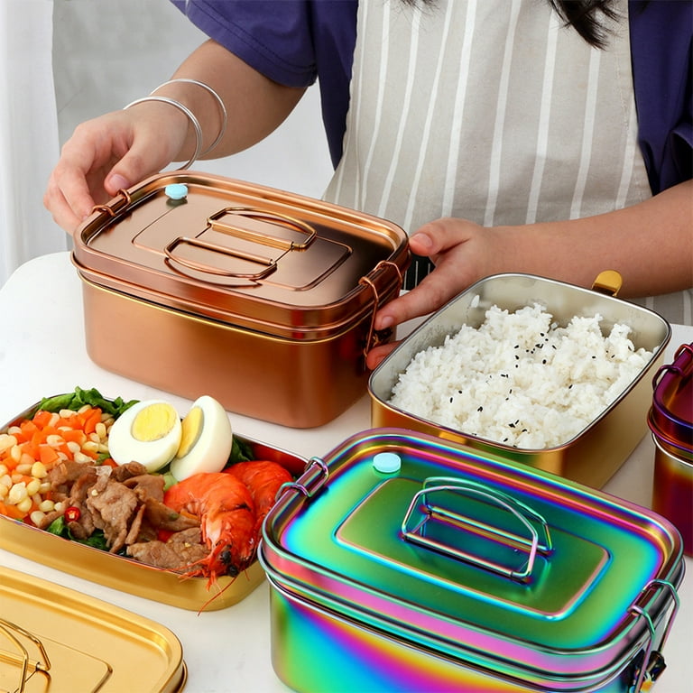 1pc Stainless Steel Lunch Box, Dual Layer Large Capacity Insulated