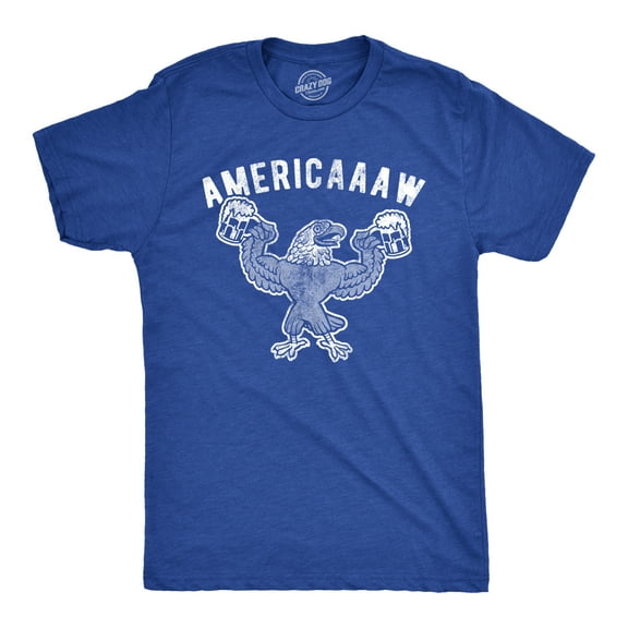 Mens Americaaaw T Shirt Funny 4th Of July Merica Bald Eagle Beer Drinking Graphic Party Tee Graphic Tees