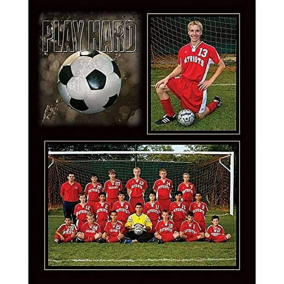 TAP庐 Play Hard Soccer 7x5/3.50x5 Memory Mates cardstock Double Photo Frame Sold in 10's - 5x7