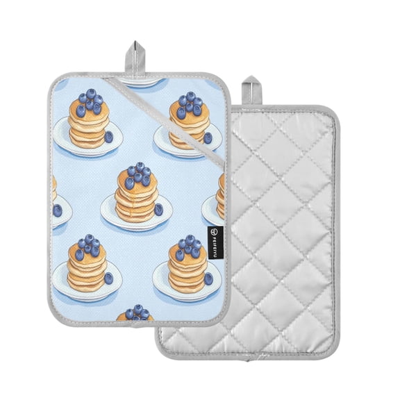 Yayeee Pot Holders Kitchen Heat Resistant with Pockets 7"x9.8" Cotton Oven Cooking Hot Pads, Blueberry Pancake Pattern