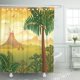 thumbnail image 1 of ABPHQTO Cortina de ducha de lava con silueta de dinosaurios y volcán de plantas verdes prehistóricas 152x180 cm ABPHQTO PKNMT60x72Shower-5195, 1 of 2