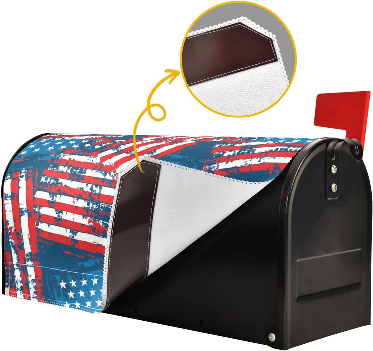 Grunge American Flags Mailbox Cover 4th of July Patriotic Mailbox Covers Magnetic Large Oversized 21"X25.5" Mailbox Wraps Post Letter Box Cover Garden Decorations