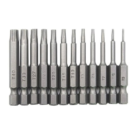 

12Pcs 50mm 1/4 Inch Hex Shank T5-T40 Torx Head Screw Driver Bits Set Electric Screwdriver Tools High Performance Durable