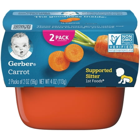 Gerber 1st Foods Carrot Baby Food, 2-2 oz. Tubs (Pack of