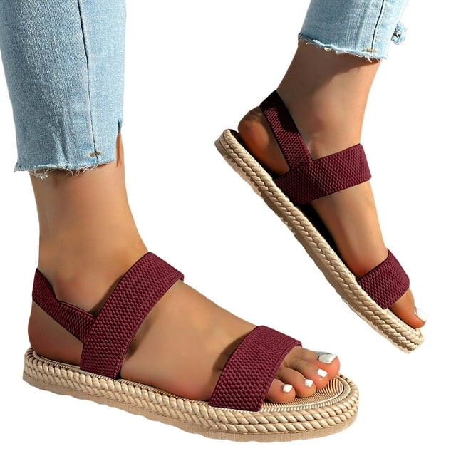 Sandales Plates de Plage pour Femmes, Confortables, Élastiques, Décontractées, à Plateforme, Slingback, Habillées, pour la Marche, à Brides