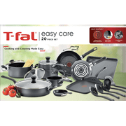 T-fal Easy Care, 20 Piece Non-Stick Pots and Pans Cookware Set, Grey