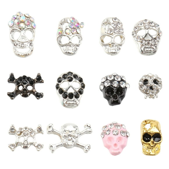 TEHAUX 12pcs/Box Assorted Color Nail Charms for False Nails for Women