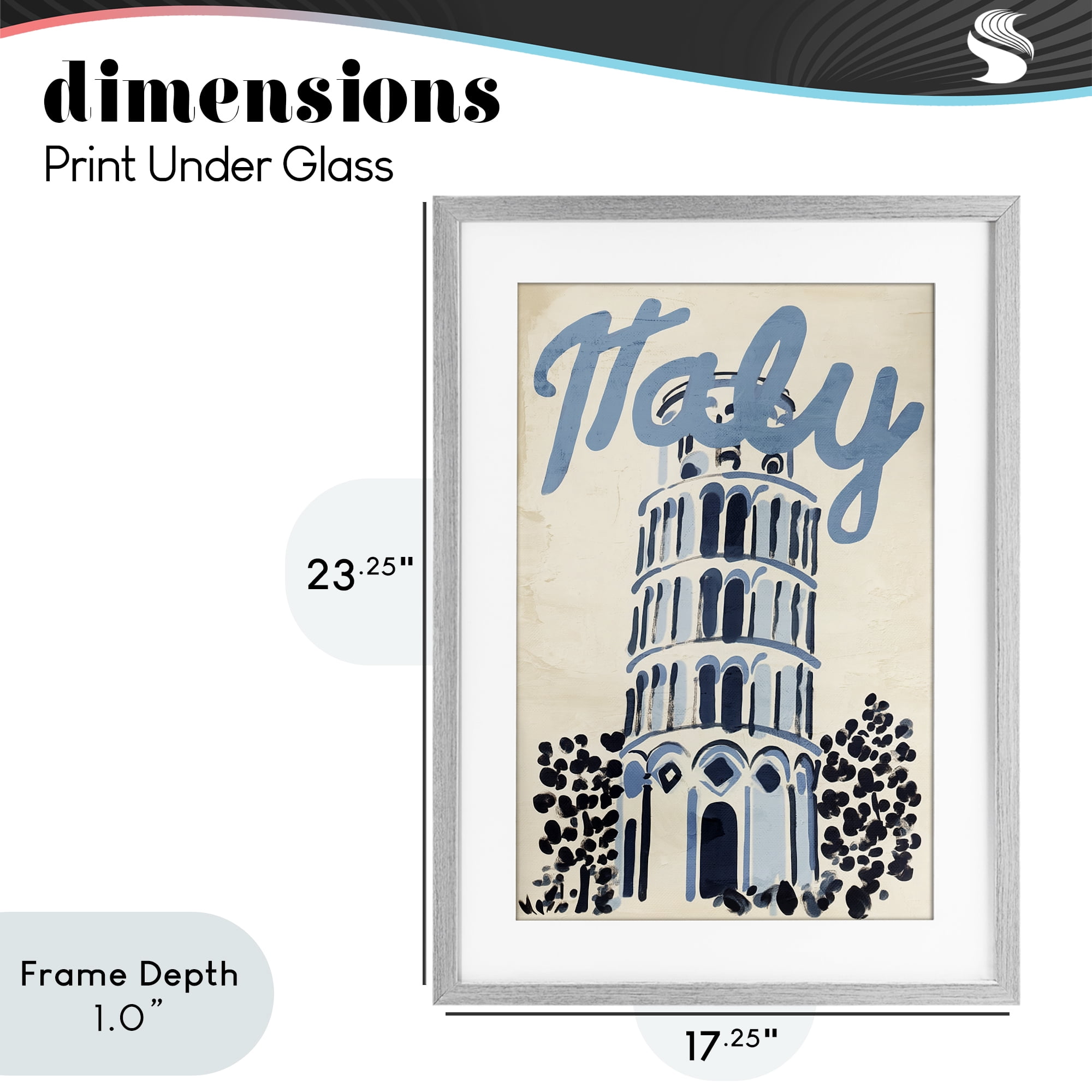 Stupell Industries Blue & Beige Italy Travel Gray Framed Print Under Glass, design by Annabelle Hall