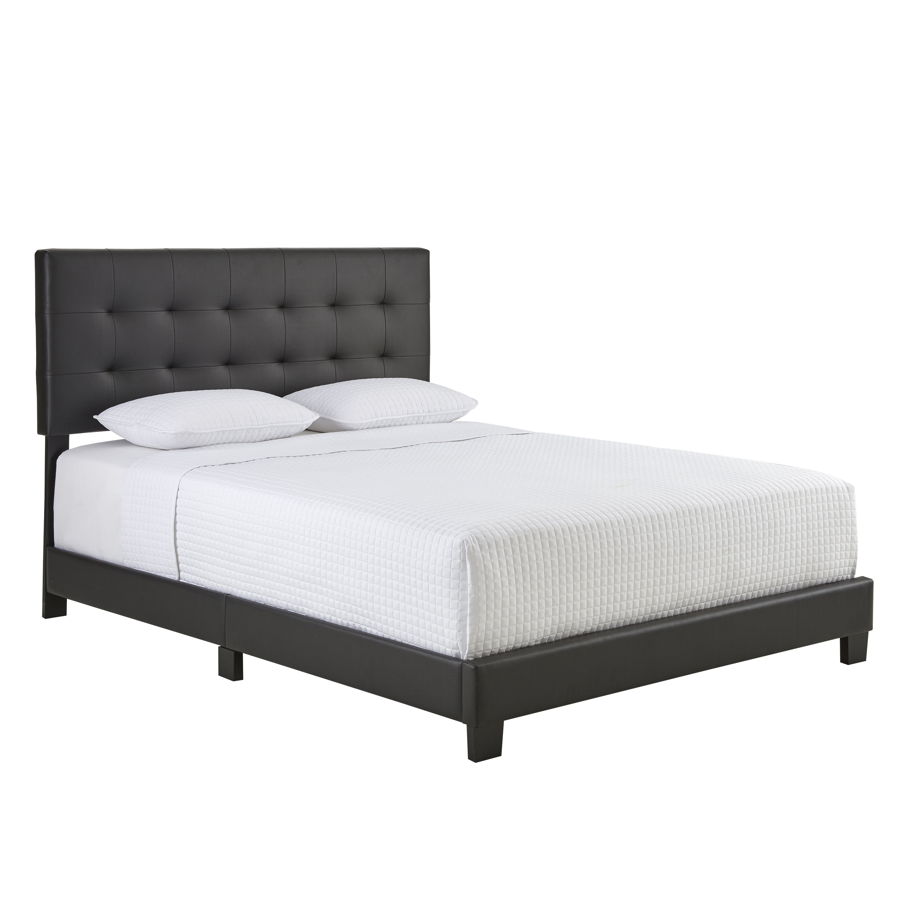 Premier Zurich Ii Upholstered Tufted Faux Leather Platform Bed Frame With Bonus Base Wooden Slat System Full Black Walmart Com Walmart Com Premier Zurich Platform Bed Frame