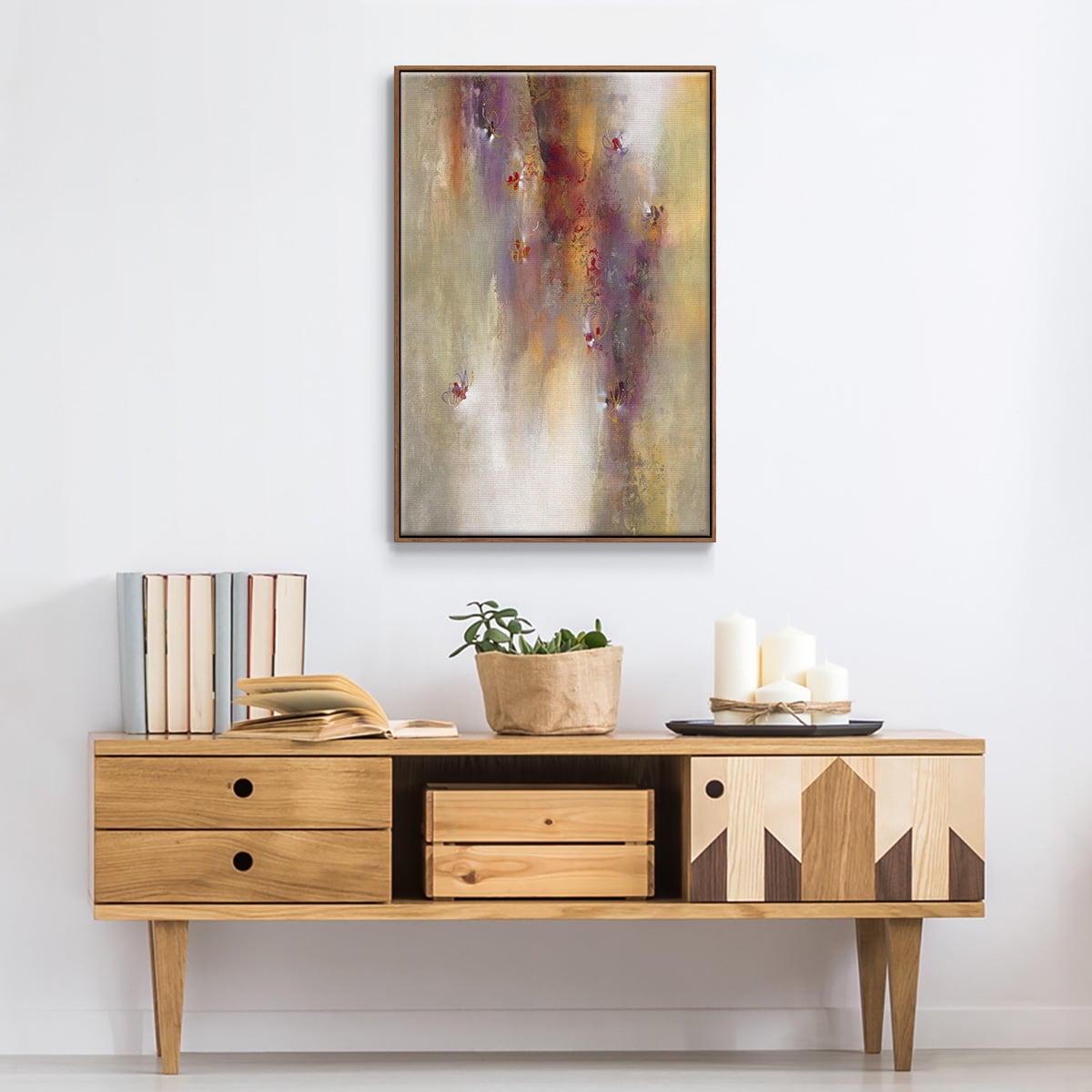 Scarlet Summer Framed Premium Gallery Wrapped Canvas - Ready to Hang - 27 x 41 - Walnut Floating Frame