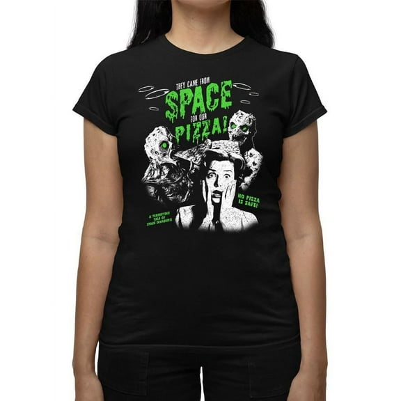 Space Pizza Invasion Graphic Tee T-shirt Women's