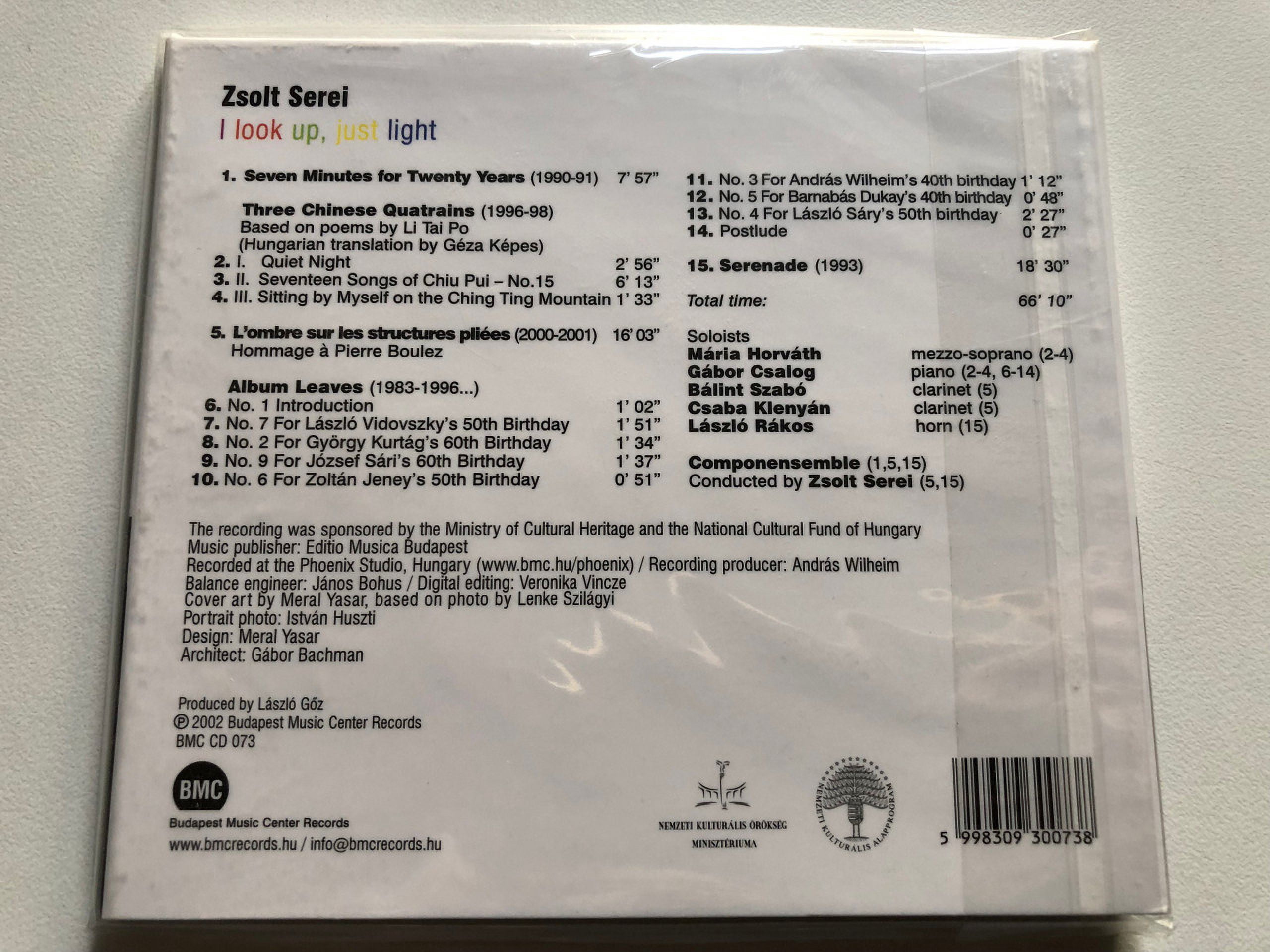 Zsolt Serei - I Look Up Just Light: Music of Zsolt Serei - Music & Performance - CD