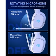 Captain 700 Pro 2.4GHz Wireless Gaming Headset for PS4/PS5/Switch/PC, Wireless gaming Headphones with Noise-Canceling Flip Mic, 3.5mm Wired Mode for Xbox Series,LED Light,White