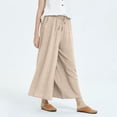 thumbnail image 1 of CHGBMOK Capris for Women Casual Summer Cotton Linen Loose Casual Wide Leg Nine-Quarter Pants, 1 of 6