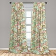 thumbnail image 2 of Floral Design Window Curtains, Colorful Design Jumble Flowers Vintage Motifs Paisley Look Print, Lightweight Decor 2-Panel Set with Rod Pocket, Pair of - 28"x95", Sea Green and Pale Pink, by Ambesonne, 2 of 3