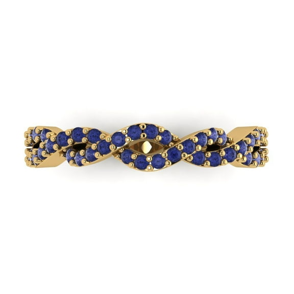 0.495 ctw Wedding Band for Women - 18K yellow Gold Simulated Tanzanite Stackable Eternity Ring
