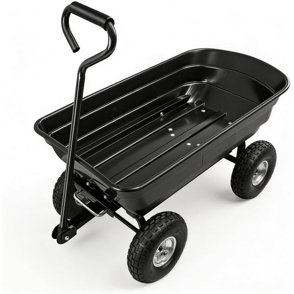 Jacgood Garden Dump Truck Cart Heavy-Duty 660lbs Utility Wagon for Beach, 4 cu.ft. Utility Wagon with Quick-Release Dumping & Pneumatic Tires for Yard, Landscaping and Gardening