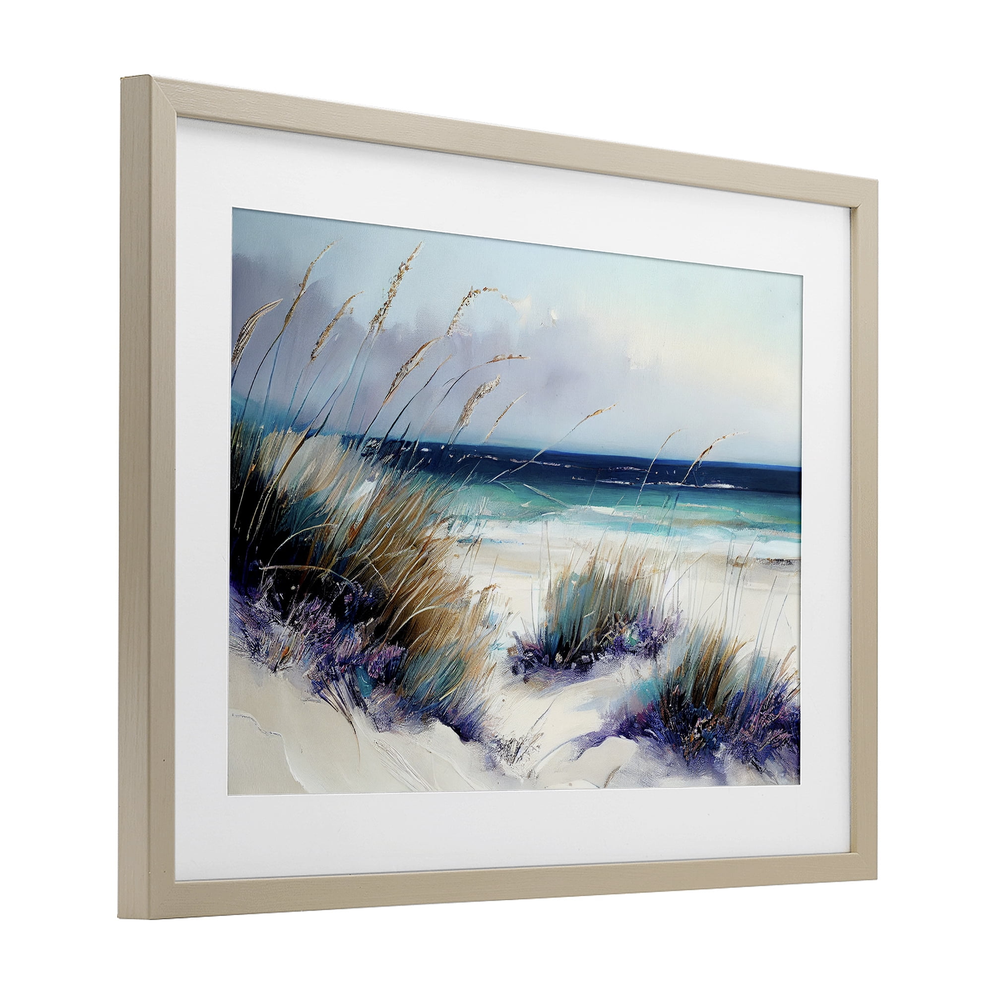 Euphoria Beach Dunes Birch Framed Print Under Glass, design by Sasha