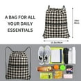 thumbnail image 2 of Naloa Black Plaid Heart Drawstring Backpack String Bag Cinch Water Resistant for Gym Shopping Sport Yoga, 2 of 6