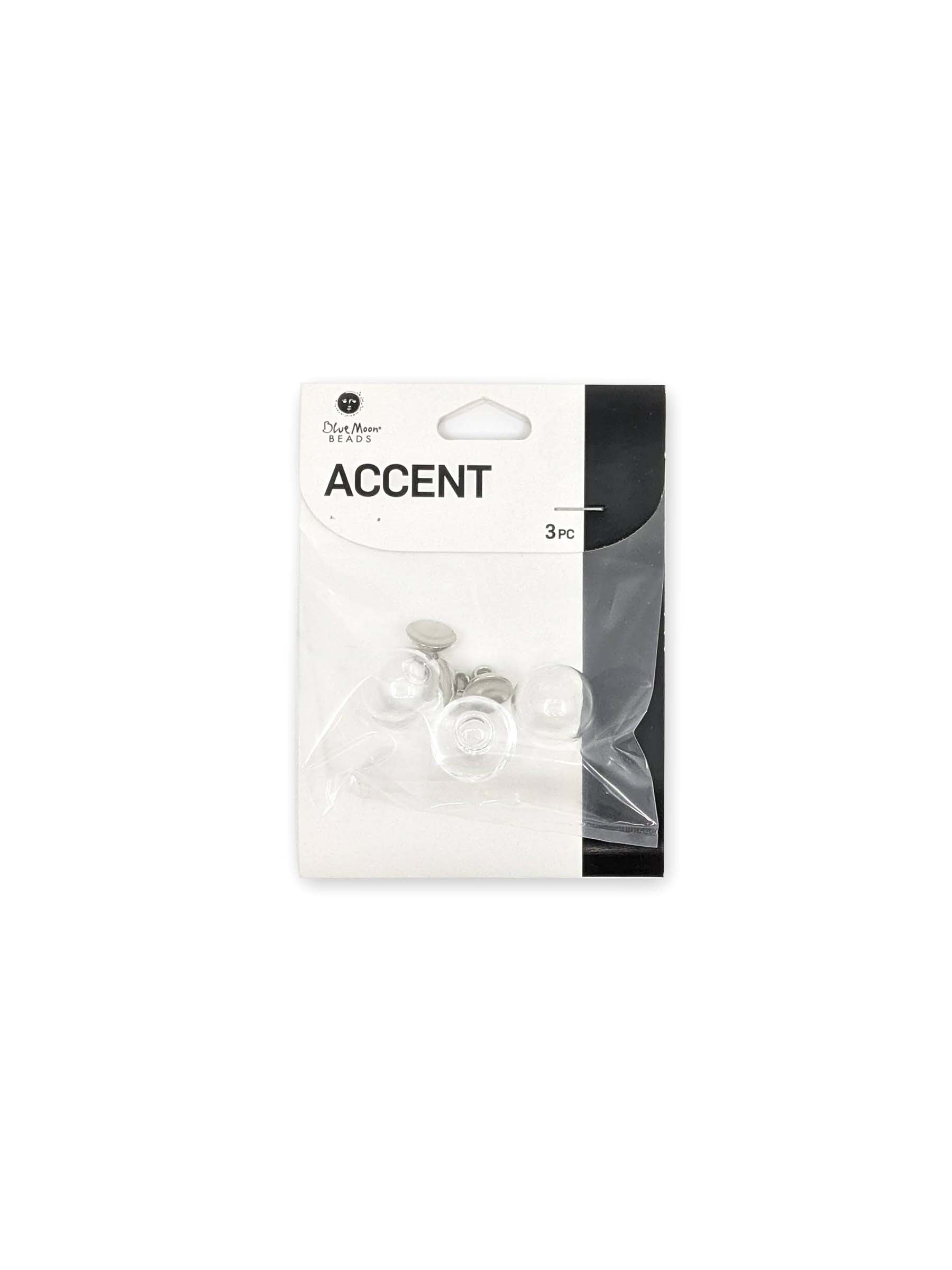 Blue Moon Beads Clear Glass Globe Accents for Jewelry Making, 3 Piece