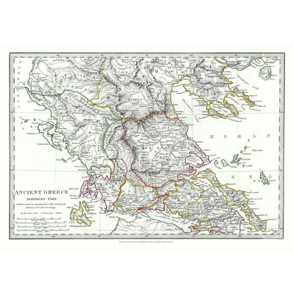 Historic Map - Ancient Greece Northern - Chapman 1829 - 32.96 x 23 - Vintage Wall Art