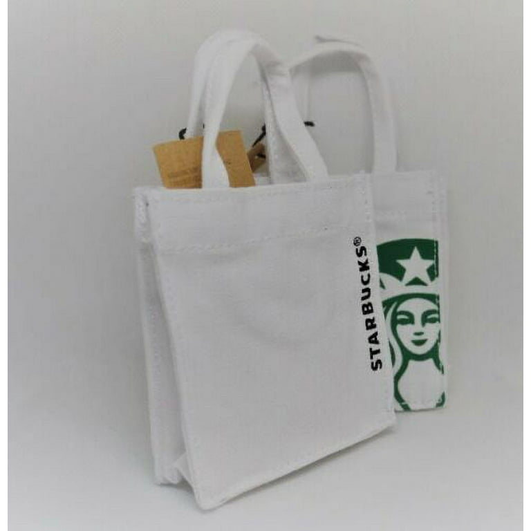 Starbucks White Mini Canvas Tote Bag 1PCS, Gift Card Holder 