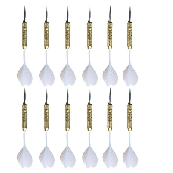 BESTSKY 12Pcs Darts,Stabilized Flight Darts Metal Tip,Family Fun Dart Flights,White