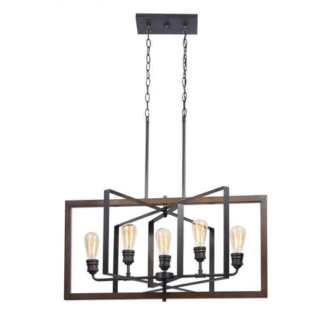 Home Decorators Collection Palermo Grove Collection 5-Light Black Gilded Iron Linear Chandelier