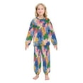 thumbnail image 2 of Fluffy Pajamas Set Fuzzy Winter Warm Pj Sets Pullover Tops and Long Pants Colorful Splashes and Brushstrokes Medium, 2 of 8