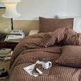 thumbnail image 2 of JOLUSERE Brown Striped Duvet Cover Queen Set,3-Piece Stripes Pattern Breathable Microfibre Comforter Cover, 2 of 8