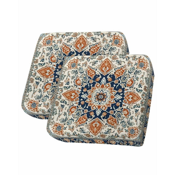 Orange Blue Boho Southwestern Sofa Couch Cushion Covers Washable, Removable Stretchable Sectional Couch Covers,Ethnic Rustic Classical Slipcovers for L & T Shape Sofa Furniture Protector S Size 2 pcs