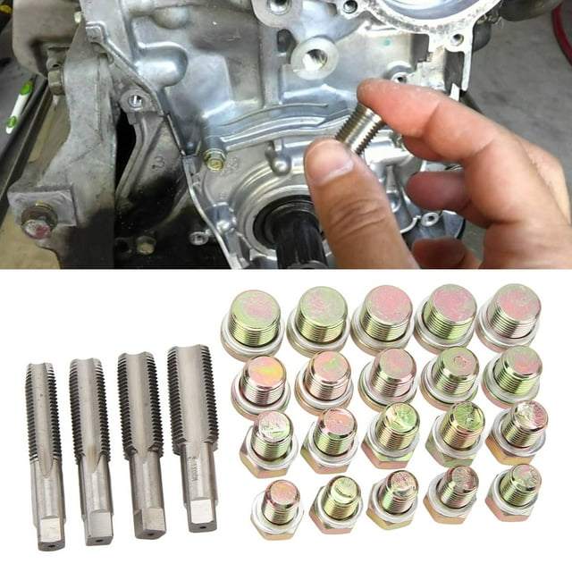 Kit de Réparation de Filetage de Carter d'Huile, 64pcs Fiable Facile à Utiliser Outil de Réparation de Filetage de Clé de Bouchon de Puisard M13 M15 M17 M20 Portable Haute Résistance pour les Véhicules Utilitaires Légers