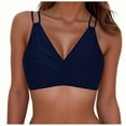 thumbnail image 1 of Swimsuit Top for Women, Blue Cross-Back Design, Polyester Fabric, Regular Length, Printed Pattern, Casual Style, for Swimming Pool or Beach, 1 of 5