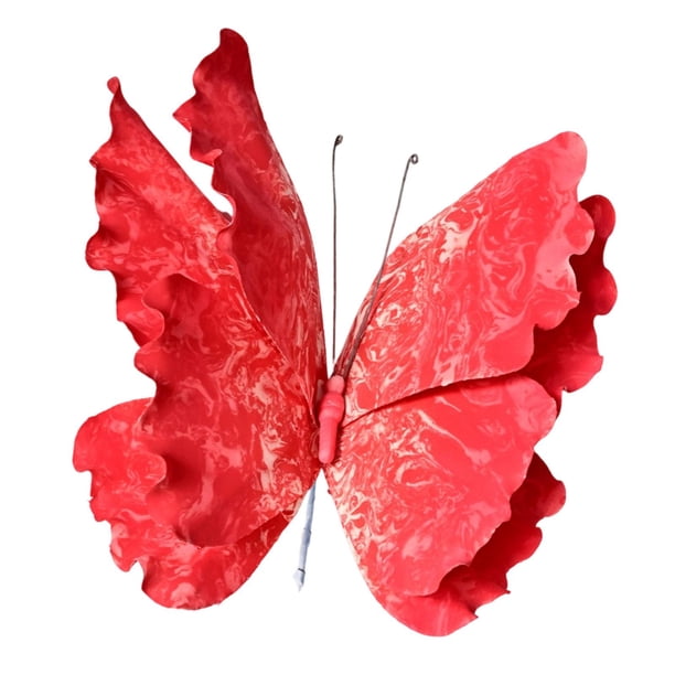 Decoración de fiesta de mariposas 3D, fondo decorativo, mariposa falsa decorativa para pared Rojo