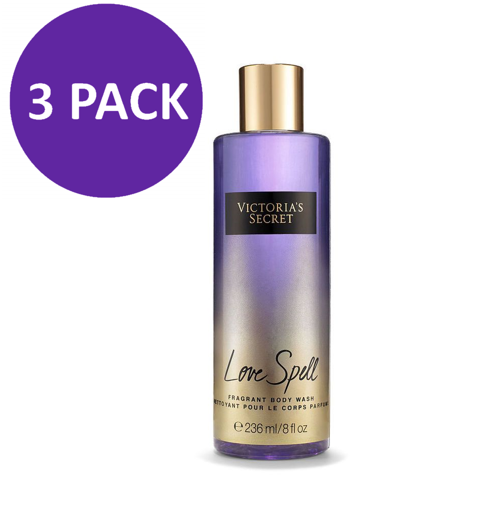 Victoria's Secret Love Spell Body Wash Shower Gel, 8 oz (PACK 3