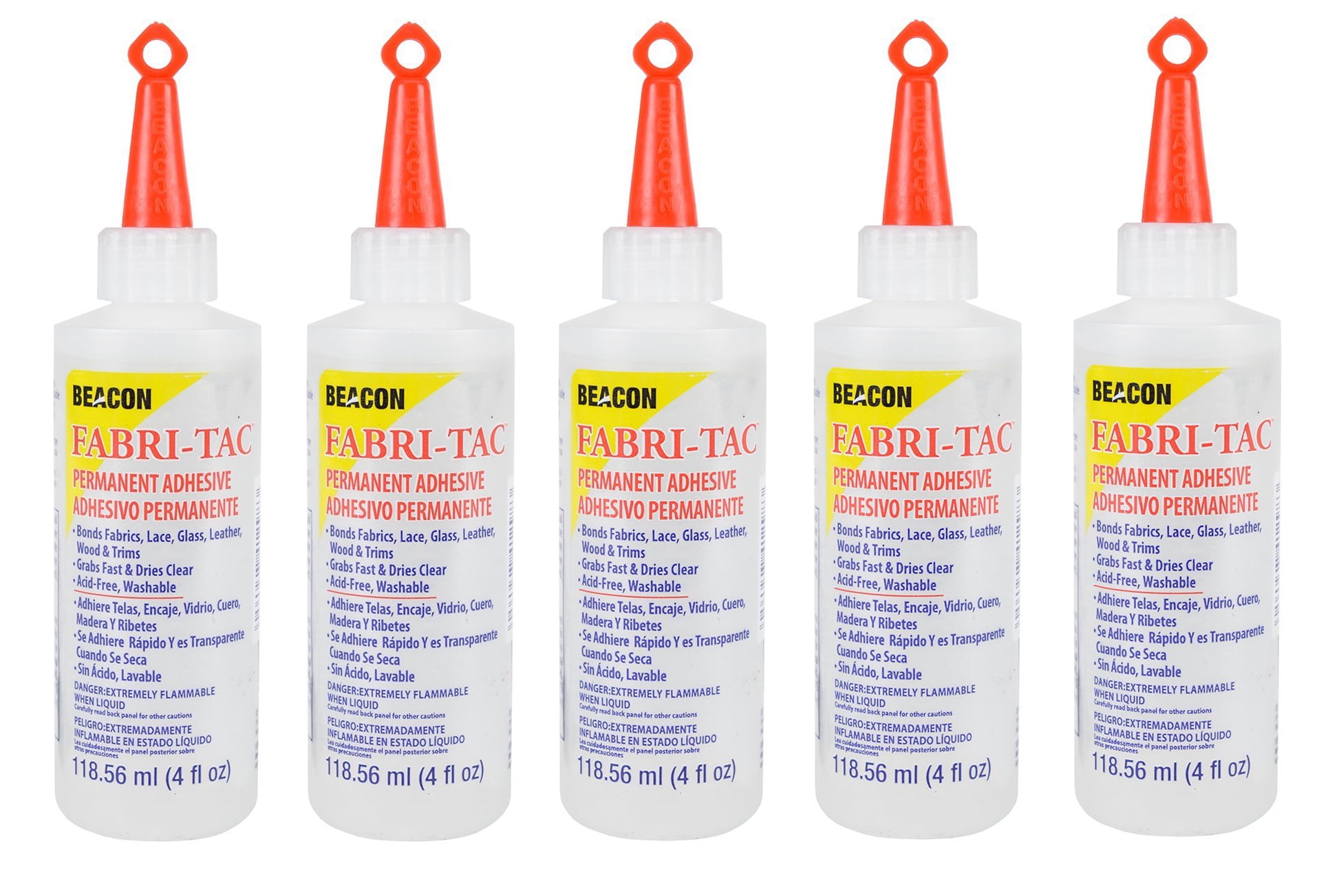 FivePack of Beacon of FabriTac Permanent Adhesive, 4 Ounce