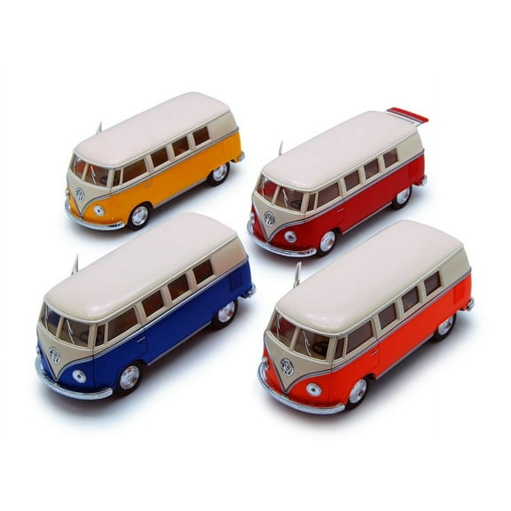 Kinsmart 1962 Volkswagen Classical Bus Diecast Car Set - Box of 12 1/32 scale Diecast Model Cars, Assorted Colors