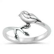 All in Stock Sterling Silver Bird with Branch ring Size 5