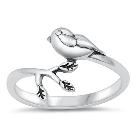 All in Stock Sterling Silver Bird with Branch ring Size 9