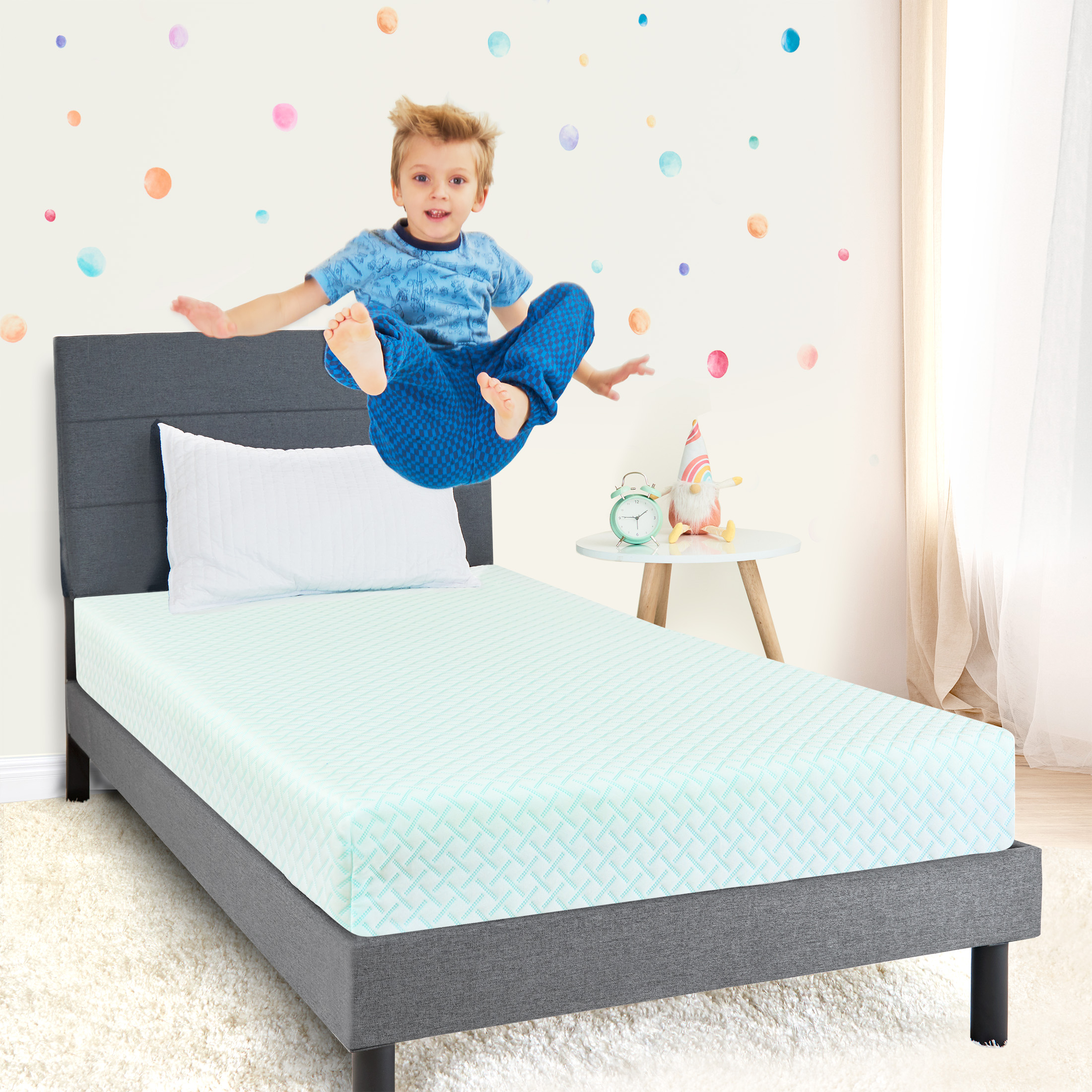 Imaginarium Fun Mattress 6" Hybrid of Bounce Foam and Coils, Twin, Blue