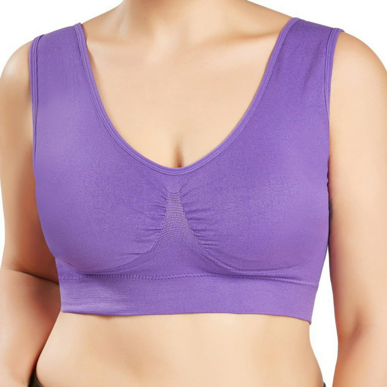 Sports Bras for Women High Support Large Bust Sports Workout Seamless 3PC  Fitness Support for Low (#0301-A-Purple, M) at  Women's Clothing store