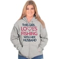 thumbnail image 4 of Wife Husband Loves Fishing Cute Girly Zip Hoodie Sweatshirt Women Brisco Brands L, 4 of 5