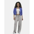 thumbnail image 2 of No Boundaries French Terry Lounge Pants with Wide Leg, Women's, Sizes XXS-XXL, 2 of 5