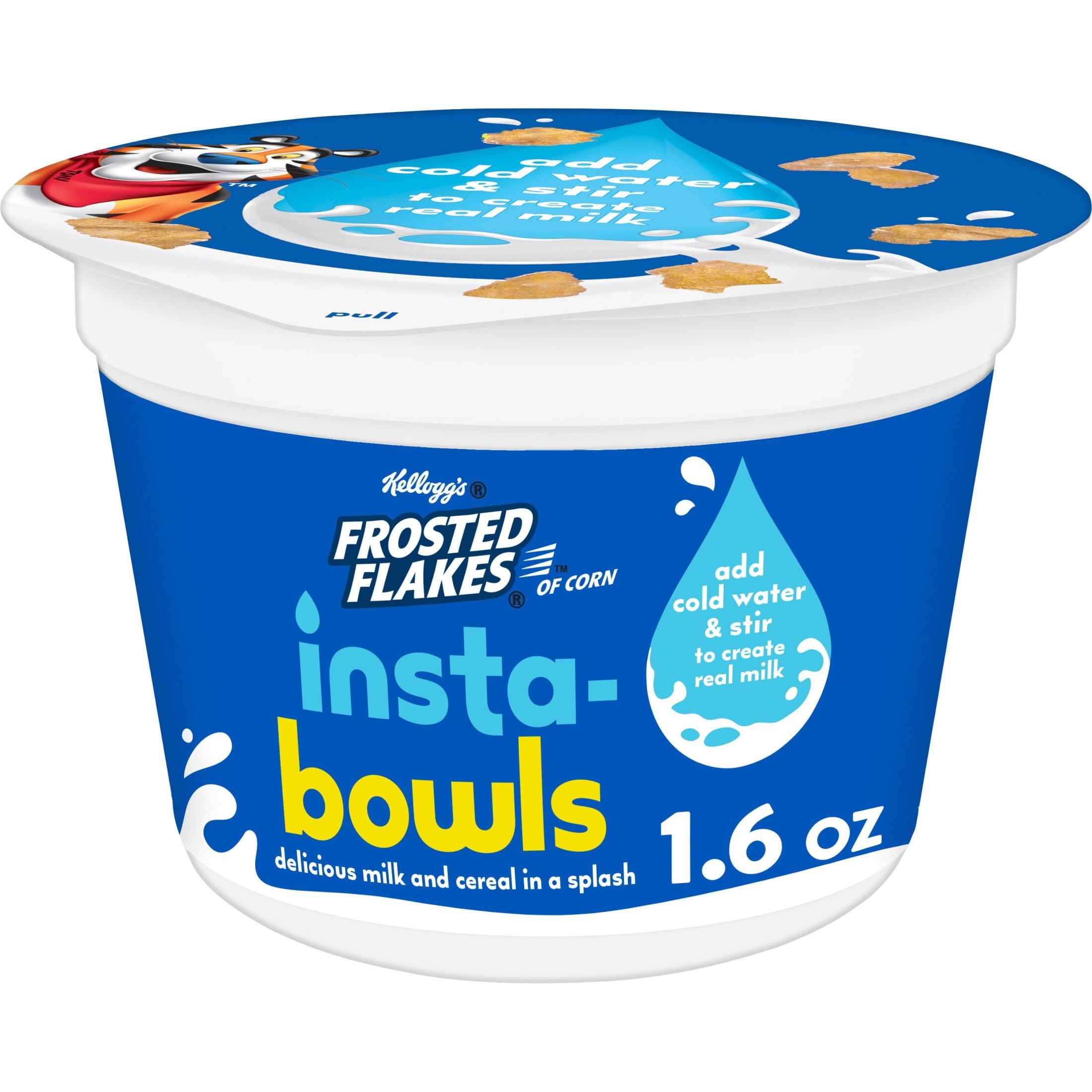 Kellogg's Frosted Flakes Insta-Bowls Breakfast Cereal, Instant Cereal, 1.6 Oz, Cup
