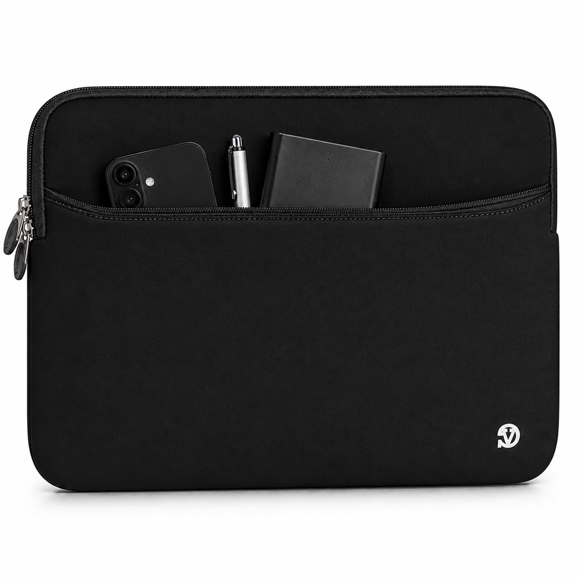 Vangoddy 15.6 Inch Laptop Sleeve Case, Water-Resistant Neoprene Notebook Bag with Zipper and Front Pocket, Fits 15.4-15.6 in Laptops, Black