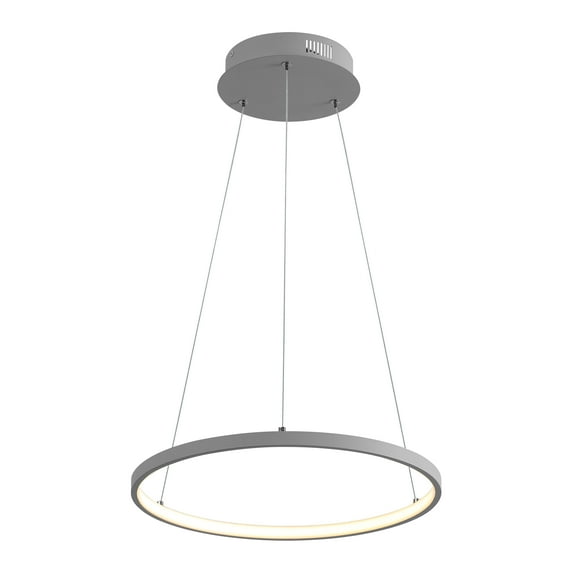 JONATHAN Y Brice 15.75" Modern Contemporary Metal Round Dimmable Integrated LED Pendant, Gray