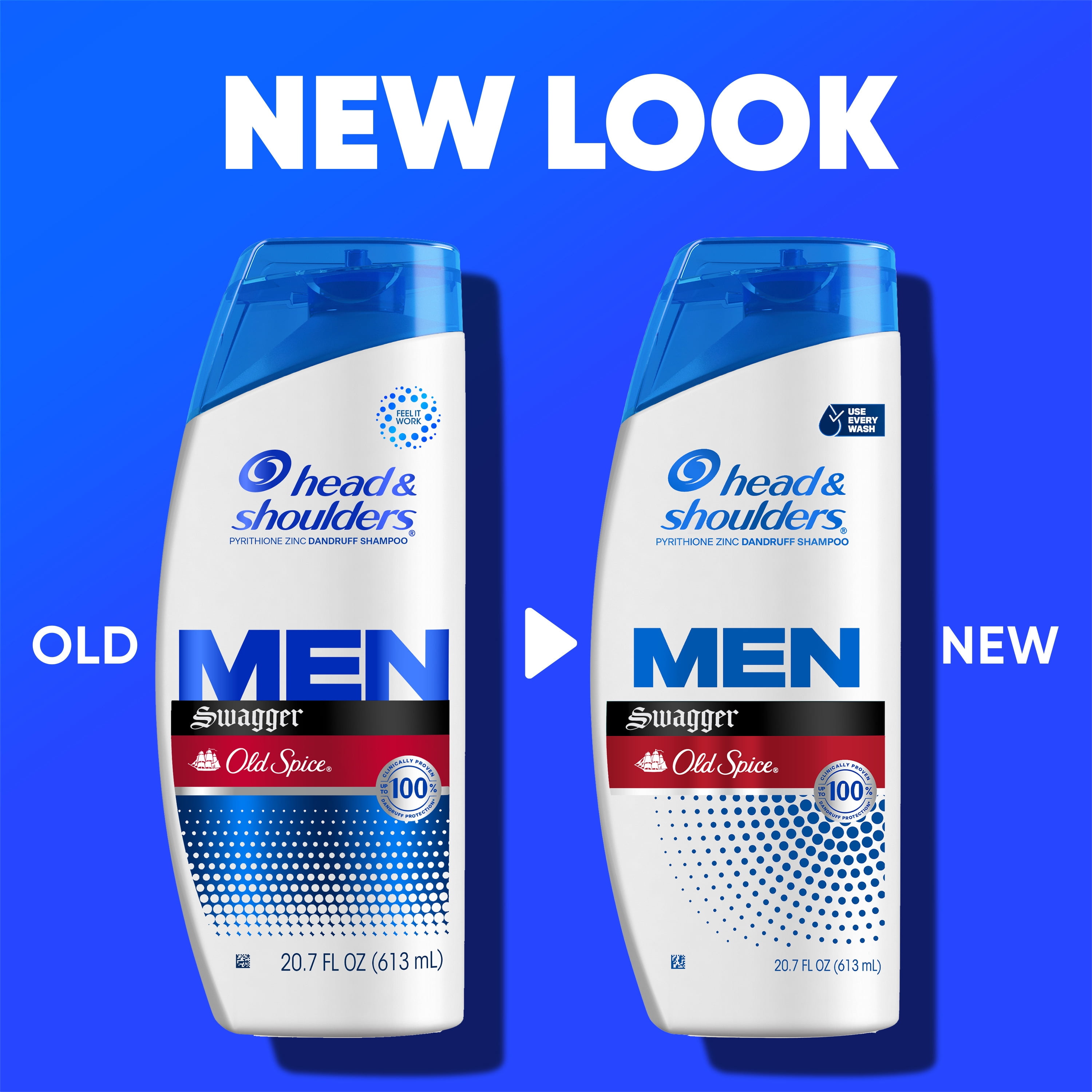 (4 pack) Head and Shoulders Men's Dandruff Shampoo, Old Spice Swagger, 20.7 fl oz
