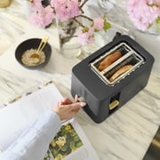 Thyme & Table 2-Slice Toaster, Extra-Wide Slots with Removable Crumb Tray, Slate Grey
