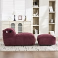 thumbnail image 4 of Big Bean Bag Chair for Adults, Memory Foam Lounger Sofa with Ottoman, Comfy Corduroy Beanbag for Living Room, Bedroom, Wine Red, 4 of 12