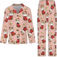 thumbnail image 4 of Top-kevin Pajama Sets for Womens Cinnamon Rolls Leaves Loose Button Down Long Sleeve Shirts And Pants Set, 4 of 12
